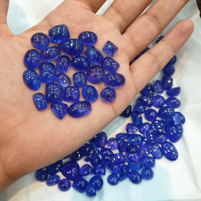 1 Pc Natural Tanzanite Cabochon Randomly selected | Rich intense Colour | 12-15mm - The LabradoriteKing