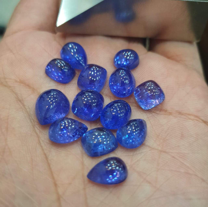 1 Pc Natural Tanzanite Cabochon Randomly selected | Rich intense Colour | 12-15mm - The LabradoriteKing
