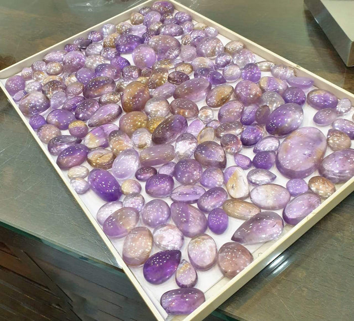 Ametrine Cabochons | 18-32mm Sizes Bolivia Mines | Untreated Flat Backs - The LabradoriteKing