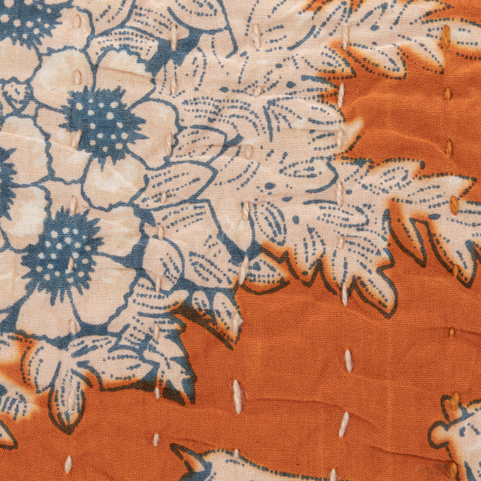 12" Floral Kantha Stitch Pillow