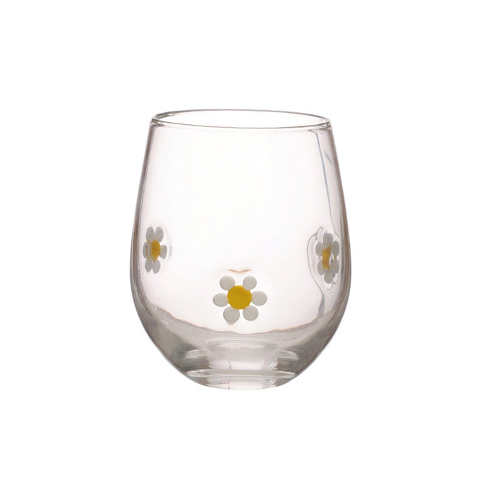 16oz Drinking Glass w/ Daisies