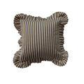 18" Brown/Ivory Striped Ruffle Pillow