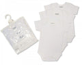 3 Pack White Short Sleeved Cotton Bodysuits (GP-25-0859) - Kidswholesale.co.uk