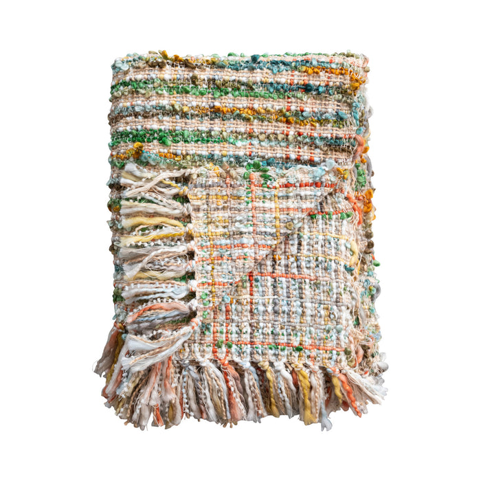 60x 50" Woven Acrylic Bouclé Throw w/ Fringe