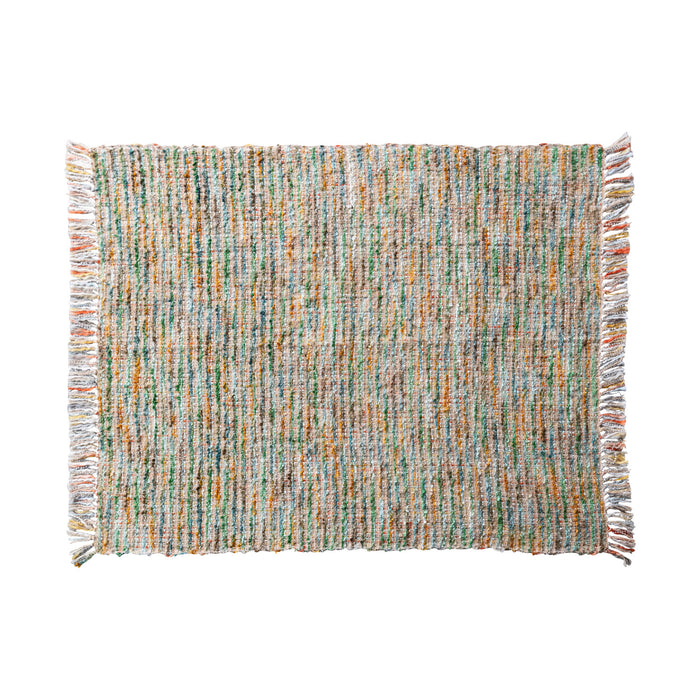 60x 50" Woven Acrylic Bouclé Throw w/ Fringe