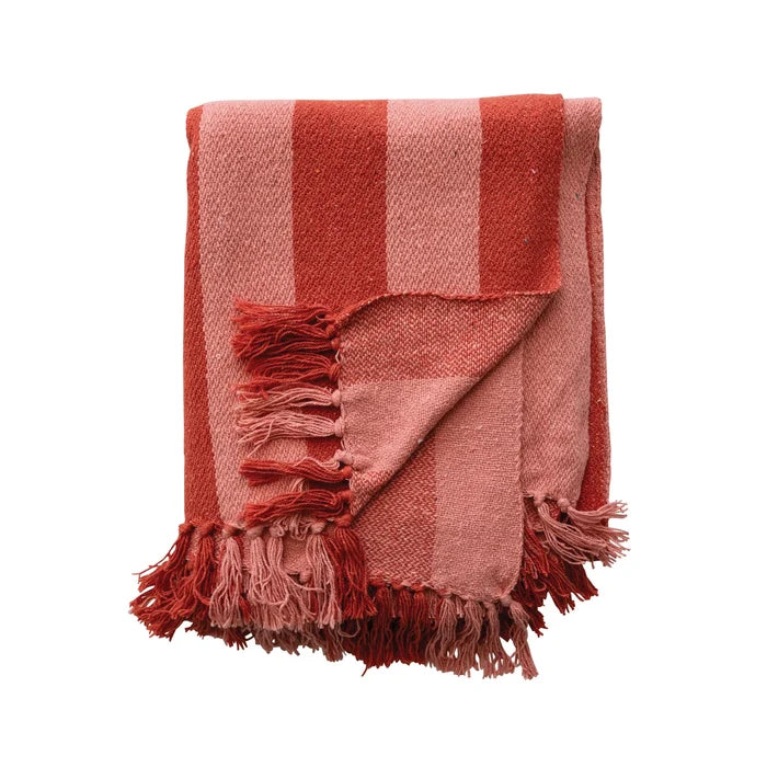 60x50" Pink Two-Tone Woven Throw