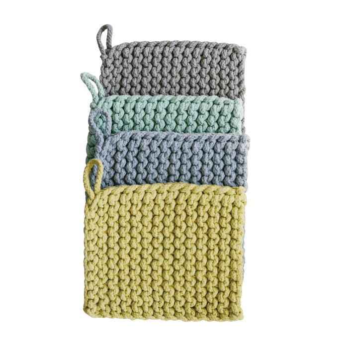 8" Cool Tone Crocheted Pot Holder