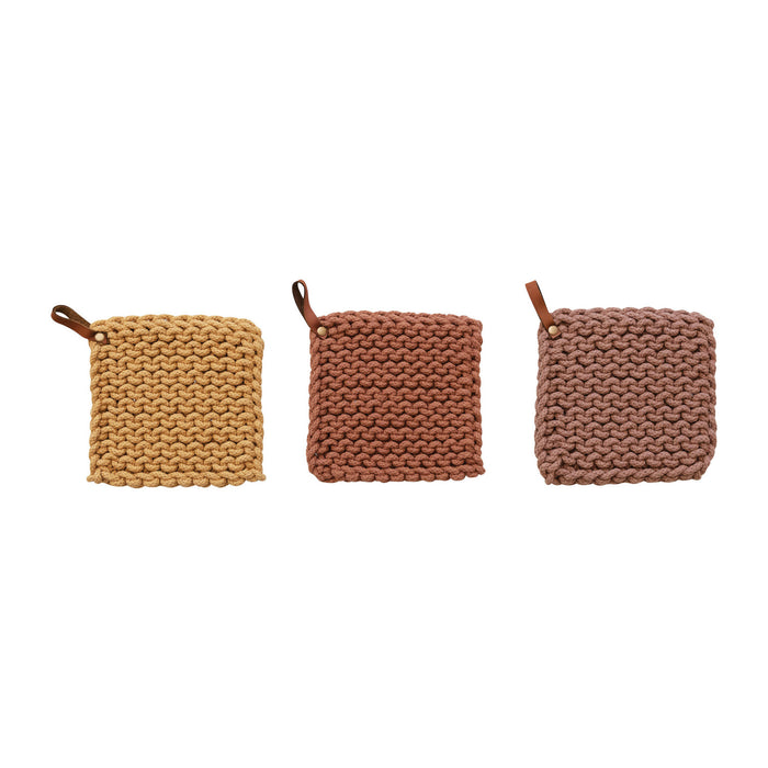 8" Warm Tone Crocheted Pot Holder