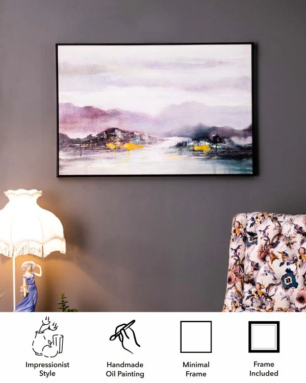 A Mistry Evening Semi Hand-made Wall Art - 36*24  Inch - The Decor Kart