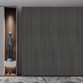 Acoustic Wall Panel 600 x 2400mm in light grey Woodgrain with HDF slats and acoustic felt backing, ideal for creating stylish feature walls with improved sound absorption.