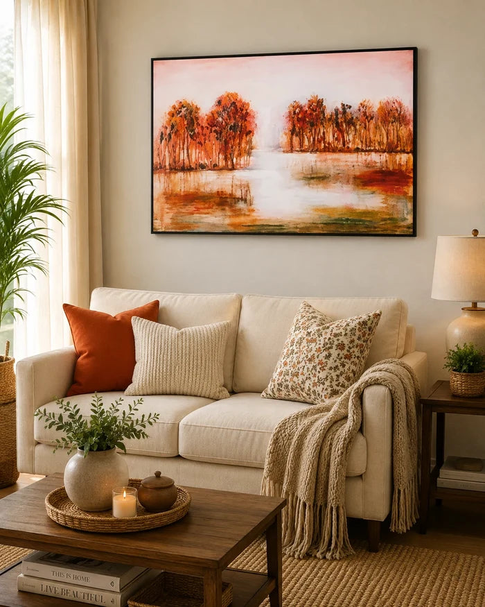 Across the Field Semi Hand-made Wall Art - 36*24  Inch