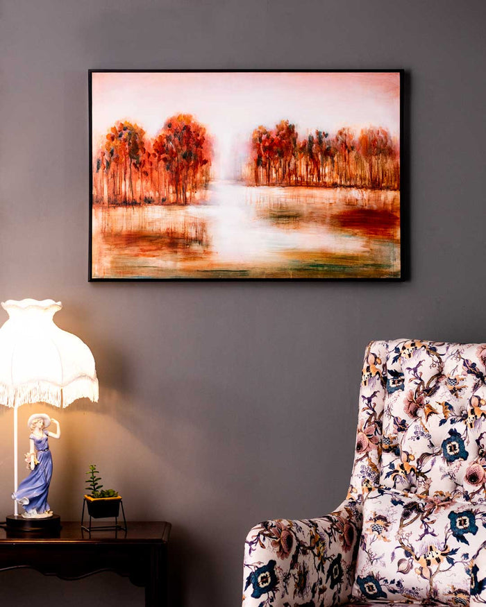 Across the Field Semi Hand-made Wall Art - 36*24  Inch - The Decor Kart