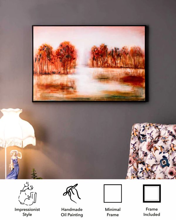 Across the Field Semi Hand-made Wall Art - 36*24  Inch - The Decor Kart