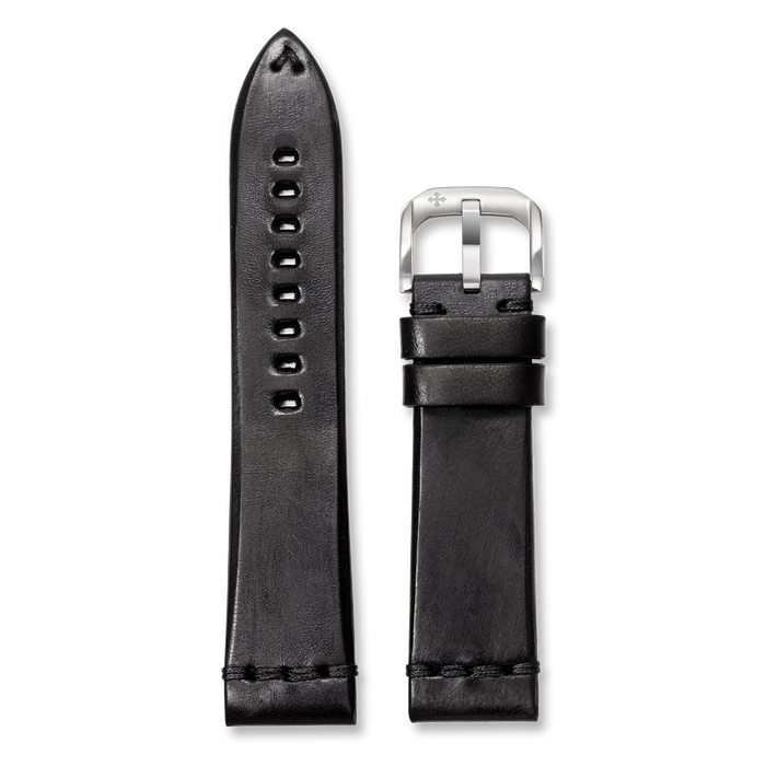 Cinturino in Pelle Nera anticata (22mm)