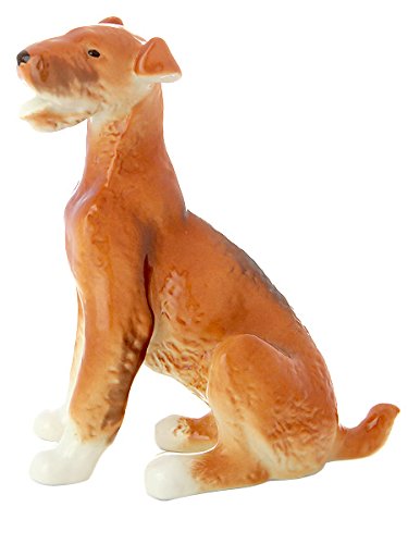 Airedale Terrier Dog Sitting Lomonosov Porcelain Collectible Figurine