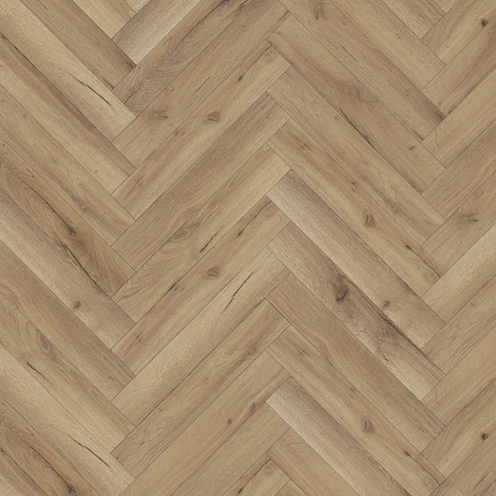 Albany Oak Herringbone 600mm x 100mm x 12mm Laminate Wooden Flooring - 1.92sqm Per Pack