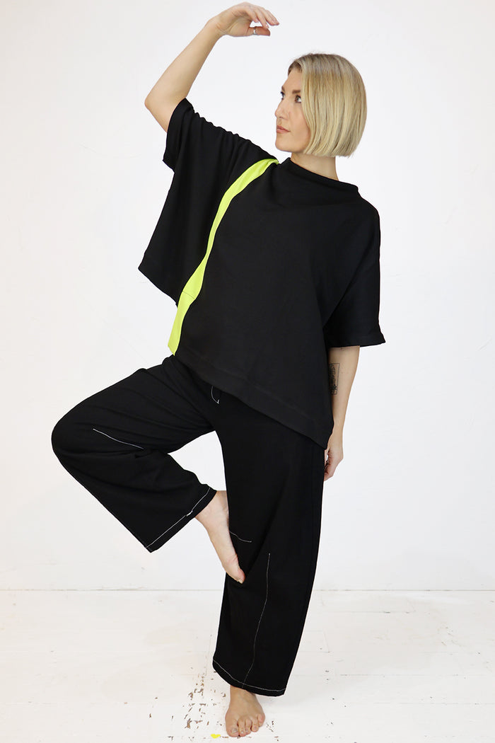 Alembika Black Neon Stripe Top
