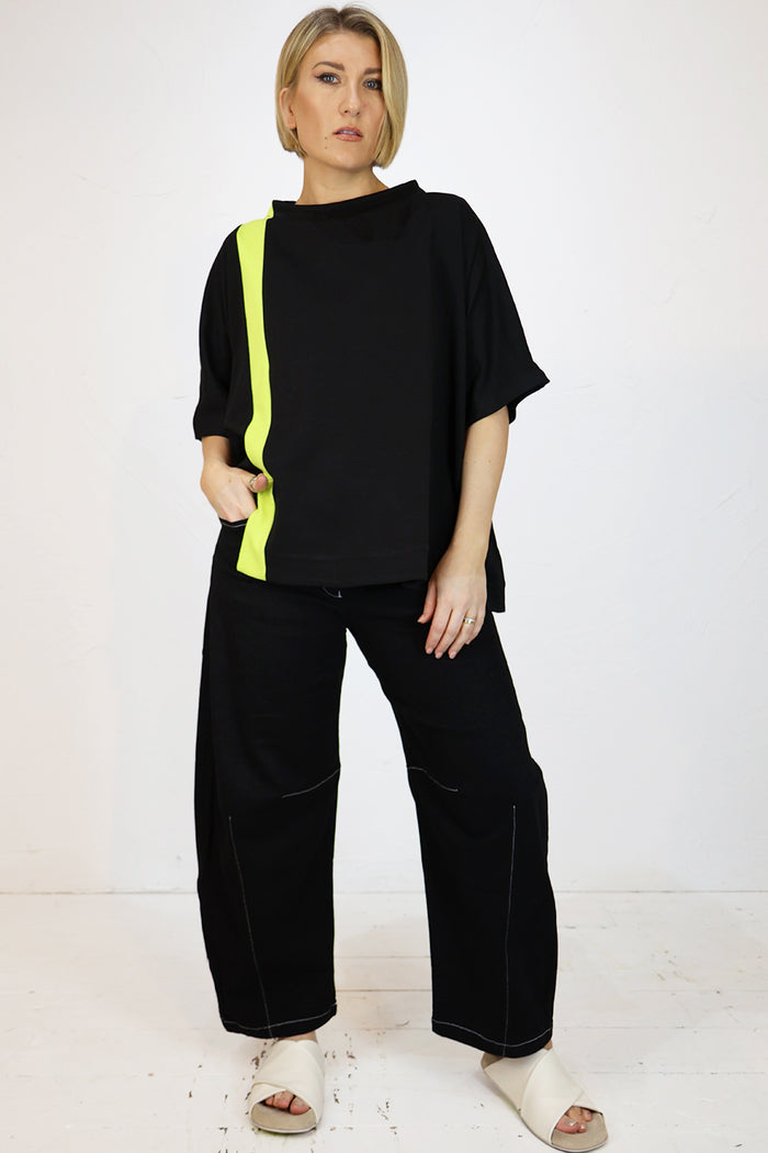Alembika Black Neon Stripe Top