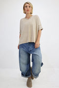 Amici by Baci Slouchy V-Neck Short Sleeve Tee