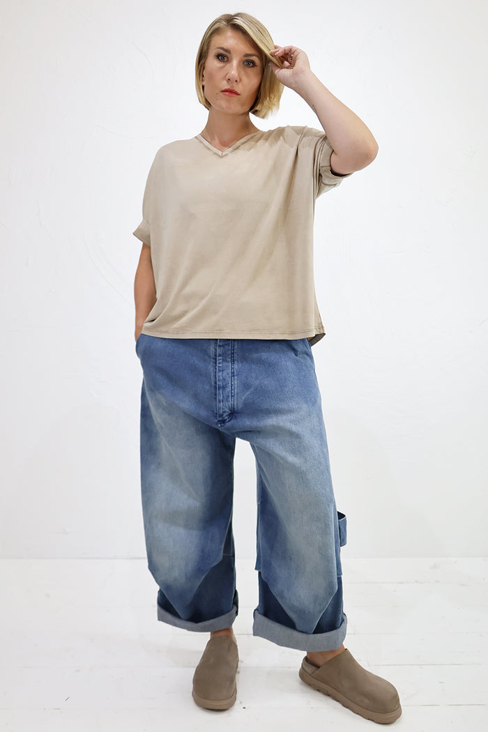 Amici by Baci Slouchy V-Neck Short Sleeve Tee