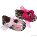 ANIMAL PRINT SHOES W/ORGANZA LACE, FLOWER & ORGANZA LACE TIES: B2116