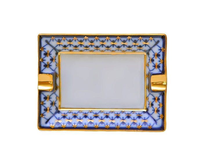 Ash Tray European Cobalt Net Lomonosov Porcelain