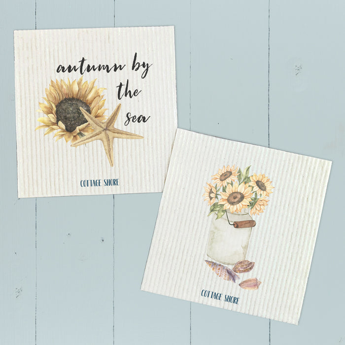 Autumn by the Sea, Sunflowers - 2pk Swedish Dish Cloth