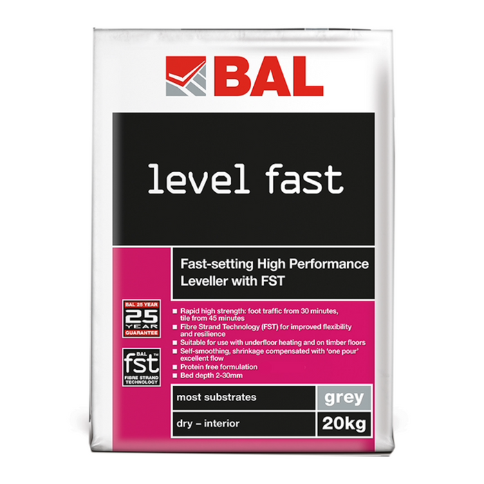 Bal Level Fast Rapid Set Floor level Compound - 20kg - Grey