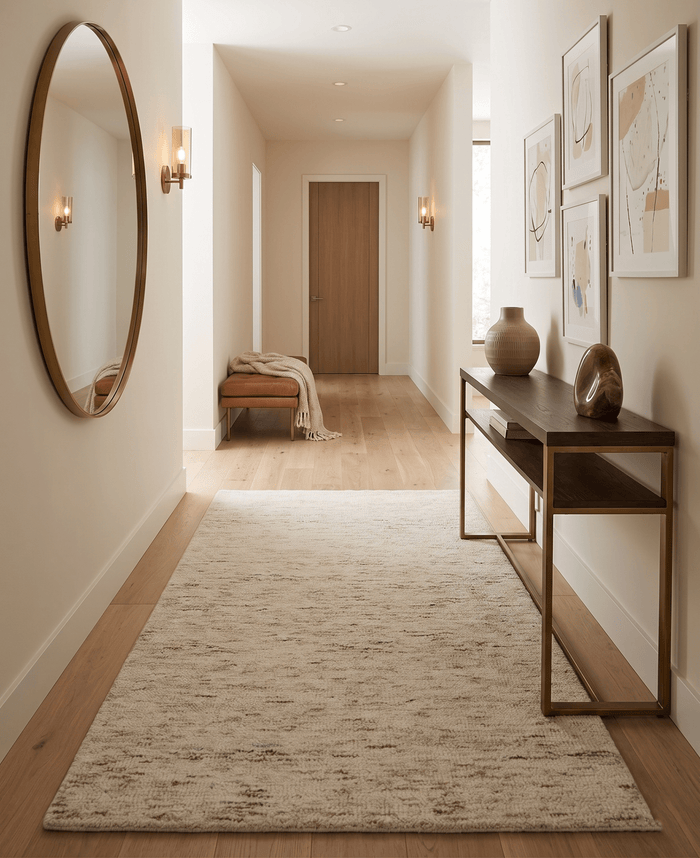 Beige and Brown Modern Abstract Hand Tufted Natural Wool Area Rug - The Rug Decor
