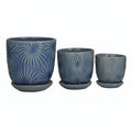 Blue Floral Patterned Planter