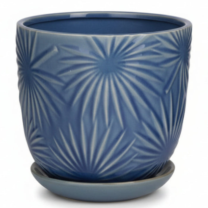 Blue Floral Patterned Planter