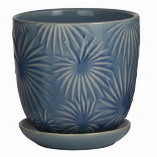 Blue Floral Patterned Planter