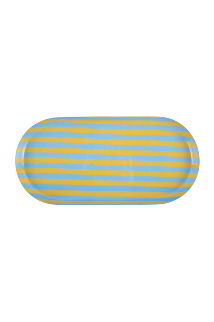 Blue + Yellow Striped Summer Tray - Large