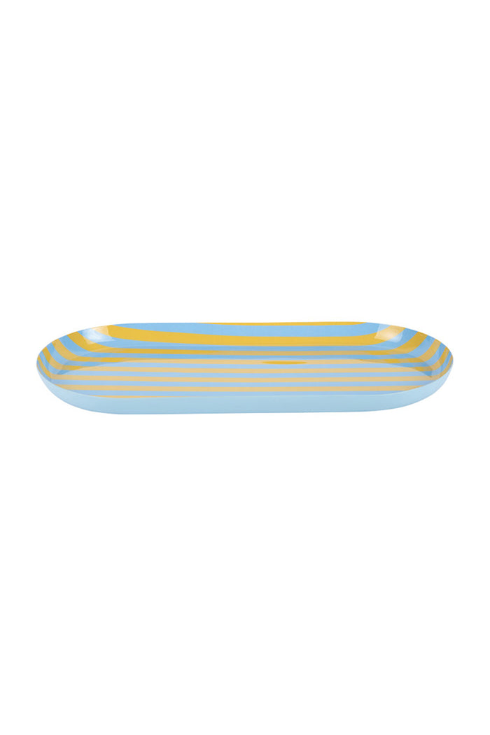 Blue + Yellow Striped Summer Tray - Large