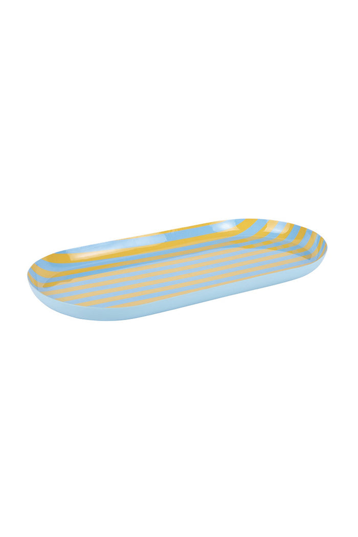 Blue + Yellow Striped Summer Tray - Large