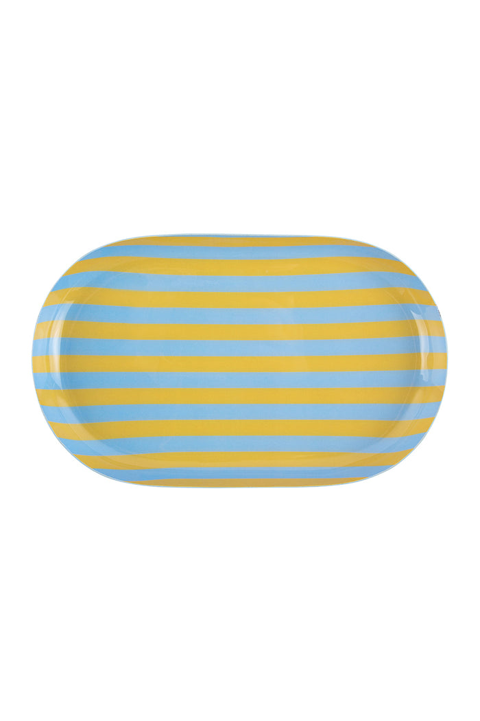 Blue + Yellow Striped Summer Tray - Small