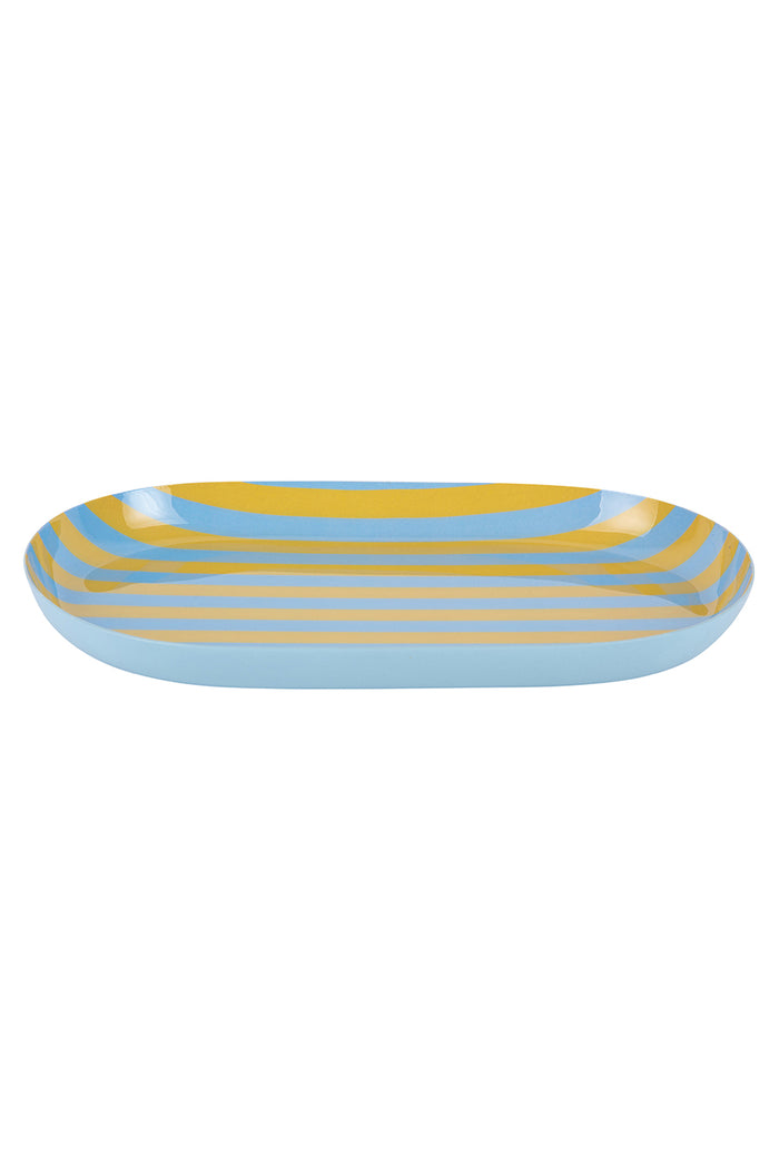Blue + Yellow Striped Summer Tray - Small