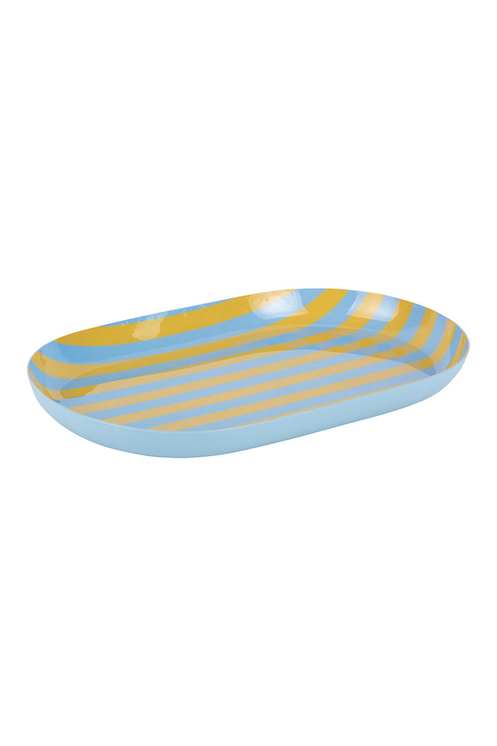 Blue + Yellow Striped Summer Tray - Small