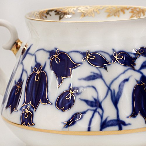 Bluebells Sugar Bowl. 10 Fl Oz. 22k Gold. Porcelain