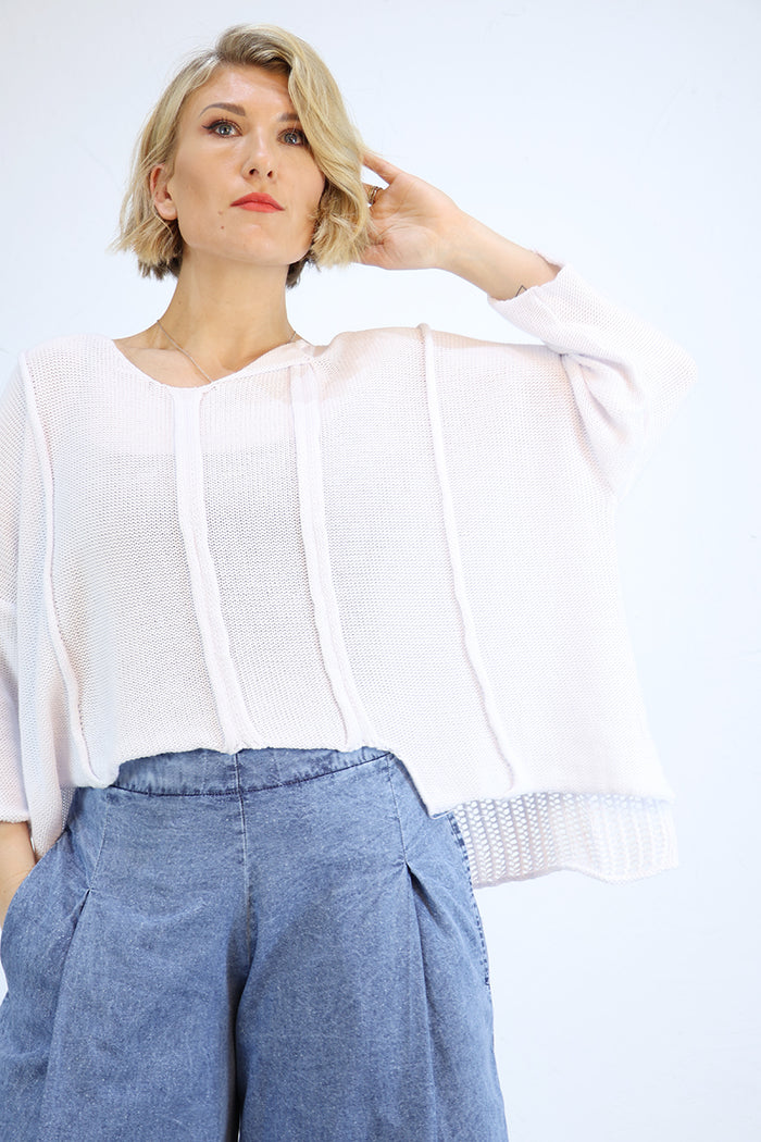Blueberry Cotton 3/4 Sleeve Knit - 2 Colours