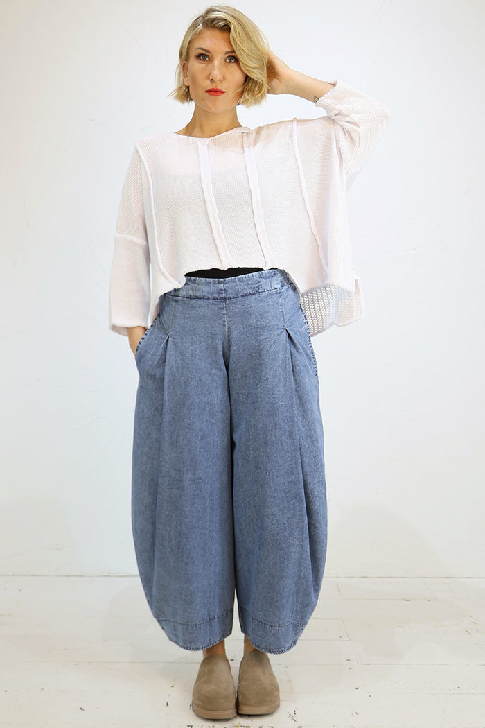 Blueberry Cotton 3/4 Sleeve Knit - 2 Colours