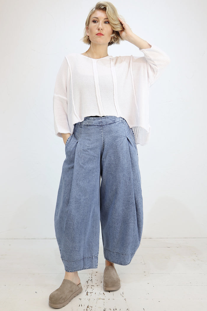Blueberry Cotton 3/4 Sleeve Knit - 2 Colours