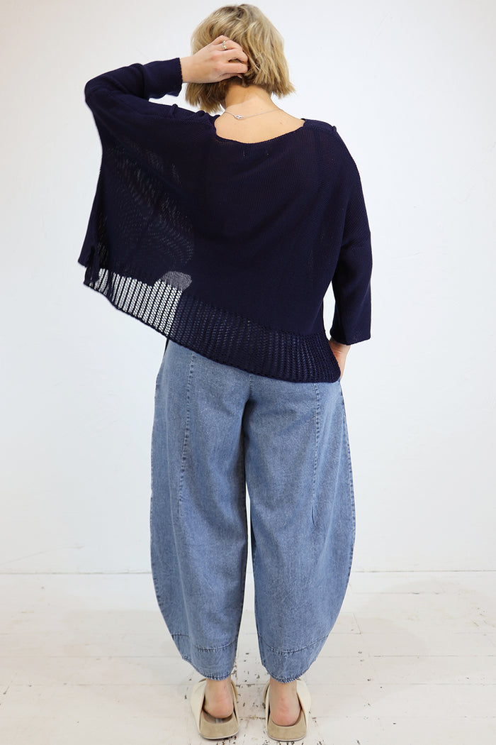 Blueberry Cotton 3/4 Sleeve Knit - 2 Colours