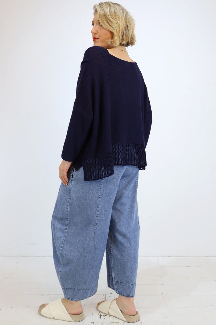 Blueberry Cotton 3/4 Sleeve Knit - 2 Colours