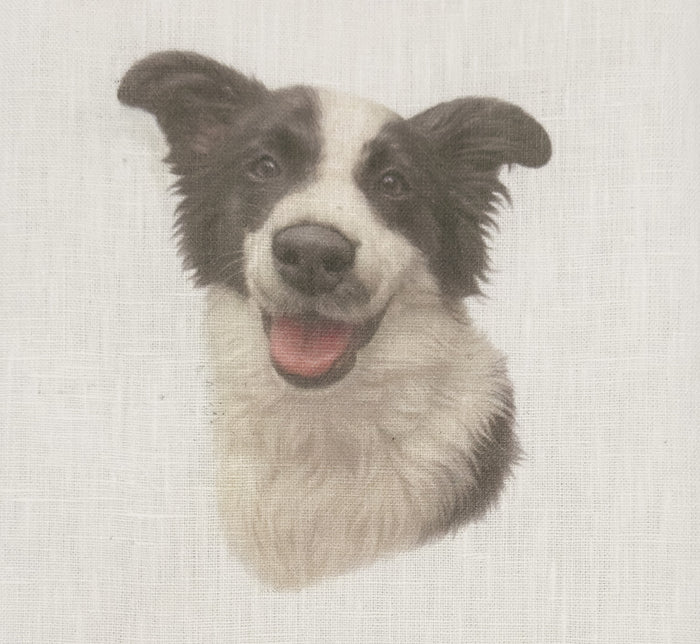 Border Collie Linen Tissue Box Cover