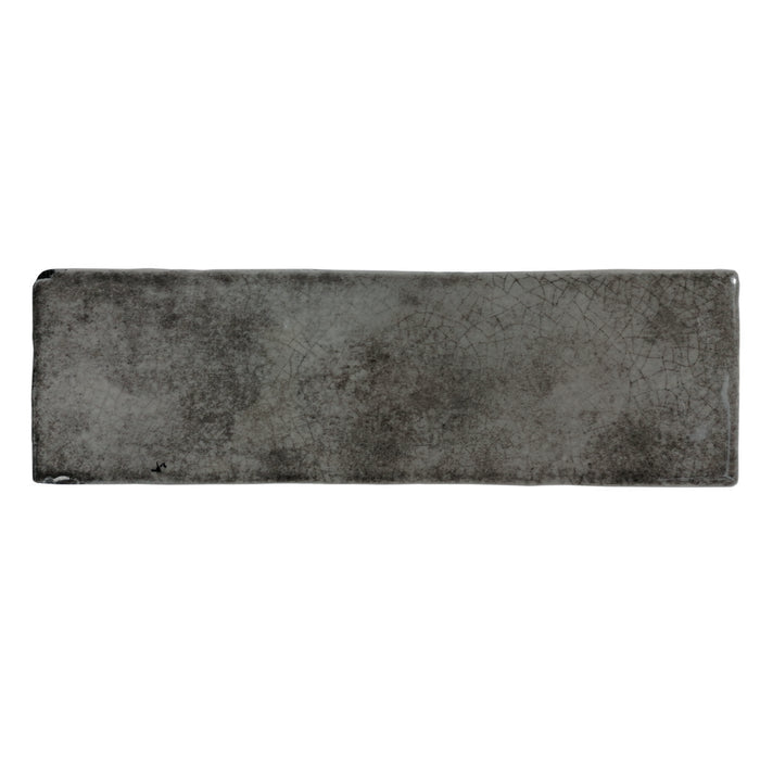 Borgo Crackle Graphite 6.5 x 20cm White Body Wall Tile - 0.36sqm perbox