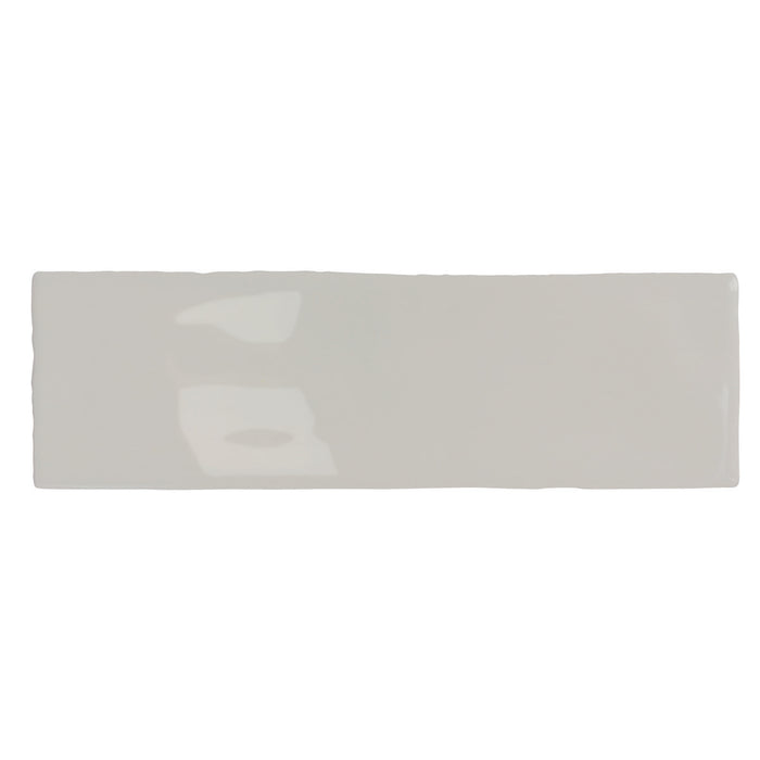 Borgo Glossy Soft Grey 6.5 x 20cm White Body Wall Tile - 0.36sqm perbox