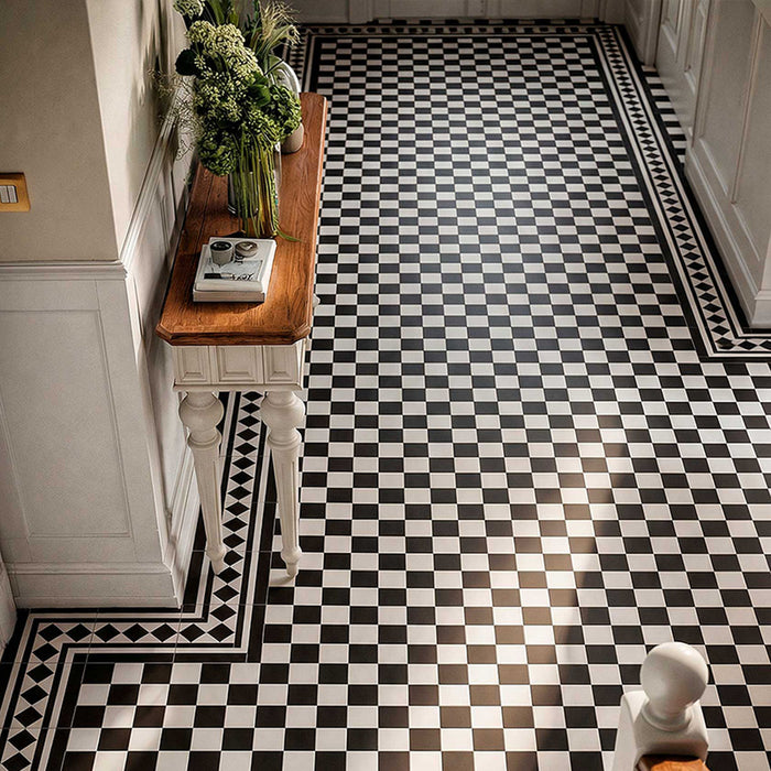 Bristol Black 45.2x45.2 Victorian patterned porcelain tile