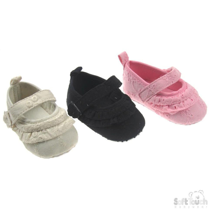 BRODERIE ANGLAIS COTTON SHOES: B999 - Kidswholesale.co.uk