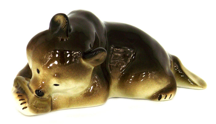 Brown Bear with Honey Lomonosov Porcelain Figurine Collectible